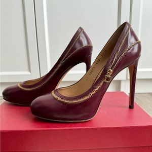 Salvatore Ferragamo Rory Bem Corniola Calf Shoes 7.5B in Burgundy
